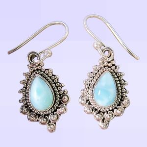 Larimar And Sterling Silver Dangle Earrings Brand New